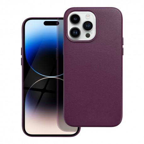 Leather Mag Cover Case iPhone 14 Pro Max - Dark Violet