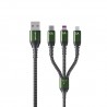 WK WDC-170 Raython Series - 3-in-1 USB-A to USB-C + Lightning + Micro USB 1.2 m Fast Charging PD Cable -Black