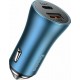Baseus Car Charger 1xUSB/1xType-C 40W PD 3.0 Blue