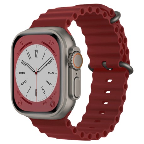 Techsuit Watchband W038 Silicone Strap Apple Watch Ultra2/Ultra1/SE/9/8/7/6/5/4 (49/45/44mm) - Wind Red