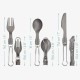 Navaris Titanium Camping Cutlery Set - Grey