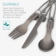 Navaris Titanium Camping Cutlery Set - Grey
