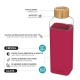 Quokka Storm - Glass rounded bottle with silicone cover 700ml - Maroon