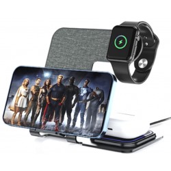 Veger Y9 3 in 1 Wireless Charging Station - Qi  Smartphone/ Airpods/ Apple Watch - Tarnish Grey