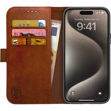 Rosso Element Book Case Apple iPhone 15 Pro - Brown