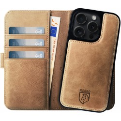 Rosso Elite MagSafe Book Case Apple iPhone 15 Pro - Light Brown