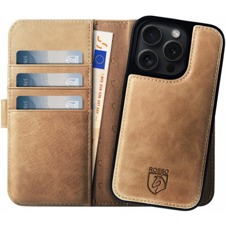 Rosso Elite MagSafe Book Case Apple iPhone 15 Pro - Light Brown