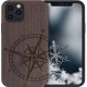 KWmobile Apple iPhone 14 Pro Max - Walnut Navigational Compass Dark Brown