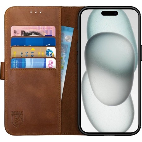 Rosso Deluxe Book Case Apple iPhone 15 Plus - Brown
