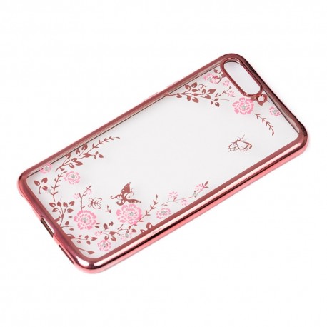 OEM Bloomy Stylish TPU Gel Case Flower Cover Huawei Y6 2018 - Pink