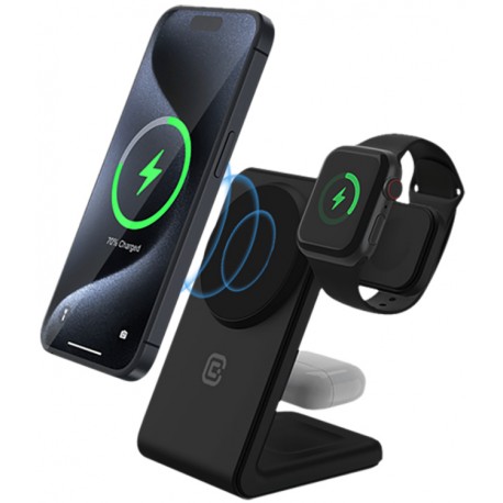 Crong MagSpot Pivot Stand 3 in 1 Wireless Charger MagSafe  iPhone/  AirPods/  Apple Watch/ - 75W - Shadow Black