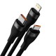 Baseus Flash Series II 2 to 3 Charging Cable U+C to M+L+C 100W 1.2m Black