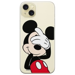 Disney Case Apple iPhone 15 Plus Mickey Partial Print Hiding Transparent