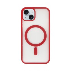 Vivid Magsafe Silicone Case Apple iPhone 15 Transparent/Red
