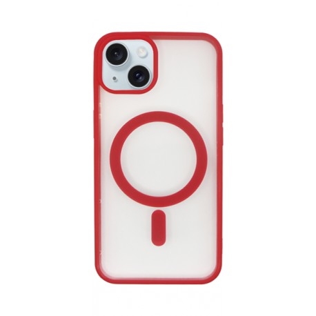 Vivid Magsafe Silicone Case Apple iPhone 15 Transparent/Red