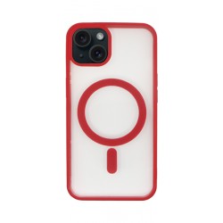 Vivid Magsafe Silicone Case Apple iPhone 15 Plus Transparent/Red