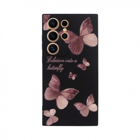 Vivid Silicone Case Samsung Galaxy S24 Ultra Butterfly Black/Pink