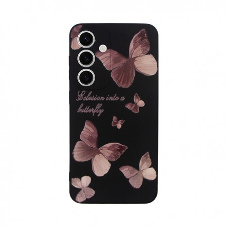 Vivid Silicone Case Samsung Galaxy S24+ Butterfly Black/Pink