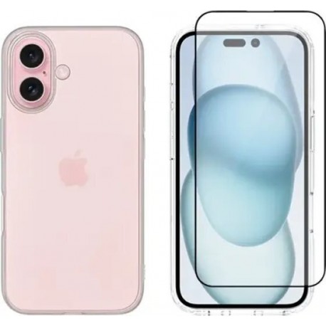 Vivid Set Gelly Case + Full Face Tempered Glass Apple iPhone 16 Plus Black
