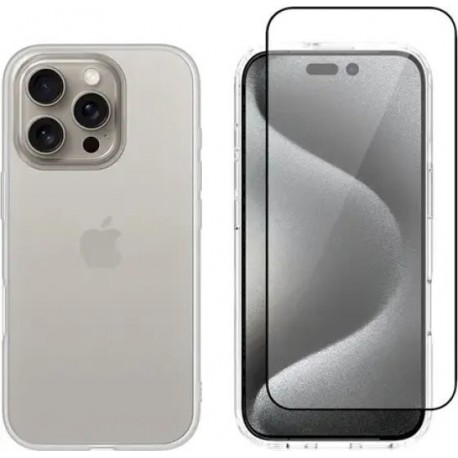 Vivid Set Gelly Case + Full Face Tempered Glass Apple iPhone 16 Pro Black