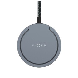 Fixed Magnetic Wireless Charger (FIXMPADP-GR) - Ring Holder, Universal, MagSafe, Qi2, 15W, USB-C, 1.2m Nylon Cable - Gray