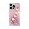 Vivid Glitter Case with Heart Chain Hand Strap Apple iPhone 16 Pro Max Pink