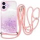 Vivid Bling Glitter with Stars Case and lanyard Apple iPhone 16 Pink