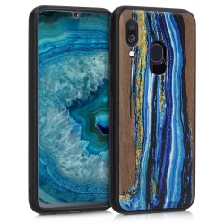 KW Wooden Case Samsung Galaxy A40 - Watercolor Waves walnut (48552.02)