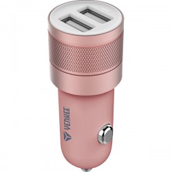 YAC 2048RE Υenkee Car Charger Usb 2 X 2400 mAh Rose Gold