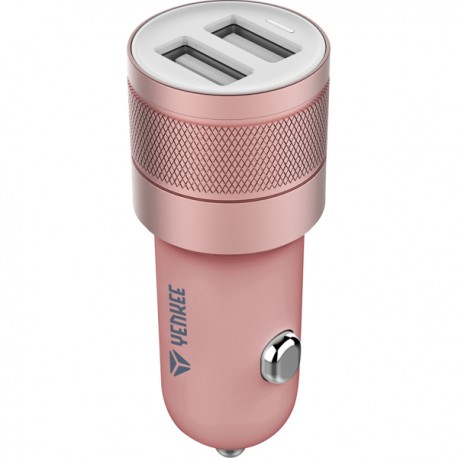 YAC 2048RE Υenkee Car Charger Usb 2 X 2400 mAh Rose Gold