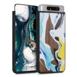 KW Wooden Case Samsung Galaxy A80 - Watercolor Waves walnut (48664.01)