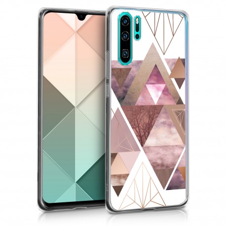 KW TPU Silicone Case Huawei P30 Pro - IMD Design  Light Pink / Rose Gold / White (47422.01)