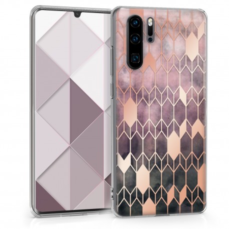 KW TPU Silicone Case Huawei P30 Pro - IMD Design Dark Pink / Rose (47422.02)