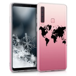KW TPU Silicone Case Samsung Galaxy A9 2018 - World Map Black / Transparent (46580.03)