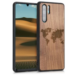 KW Wooden Case TPU bumper Huawei P30 Pro - Travel Outline Dark Brown (47425.03)