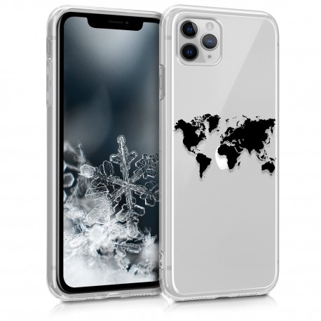 KW TPU Silicone Case iPhone 11 Pro Max - Design Travel - Black / Transparent (49794.01)