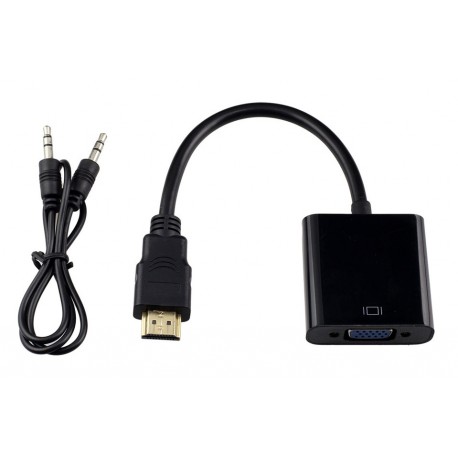 POWERTECH Μετατροπέας HDMI σε VGA, με audio jack, Black, 0.20m (CAB-H071)