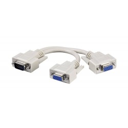 POWERTECH μετατροπέας VGA HD 15pin Male σε 2x Female, 0.2m, γκρι (CAB-G006)