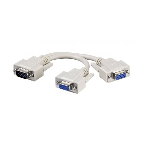 POWERTECH μετατροπέας VGA HD 15pin Male σε 2x Female, 0.2m, γκρι (CAB-G006)