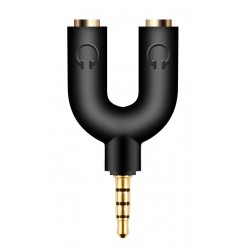 POWERTECH Splitter 3.5mm 4pin (M) σε 2x 3.5mm 4pin (F) - Black (CAB-J040)