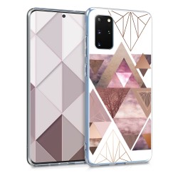KW TPU Silicone Case Samsung Galaxy S20 Plus - Patchwork Triangles Light Pink / Rose Gold / White (51219.02)