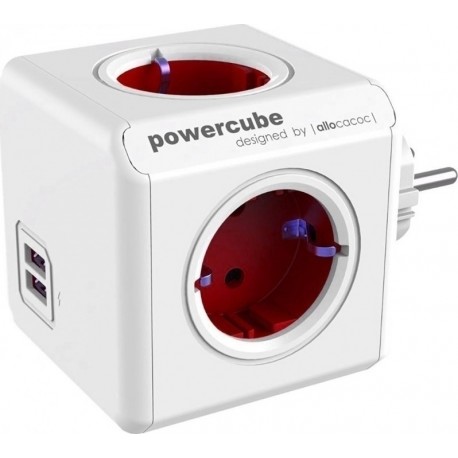 Allocacoc PowerCube Original USB 4 Θέσεων & 2 Θύρες USB - Red (1202RD/DEOUPC)