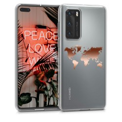 KW Crystal TPU Case Huawei P40 - Travel Outline Rose Gold / Transparent (50894.03)