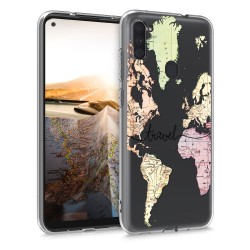 KW TPU Silicone Case Samsung Galaxy A11 - World Map Travel - Black / Multicolor / Transparent (52175.01)