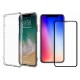 OEM Set TPU Back cover Transparent & Full Face Tempered Glass Black iPhone X/Xs