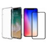 OEM Set TPU Back cover Transparent & Full Face Tempered Glass Black iPhone X/Xs