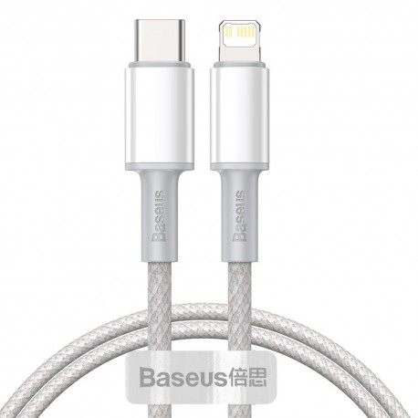 Baseus High Density Fast Charging Data Cable 20W Type-C to Lighting , 1m - White (CATLGD-02)