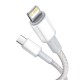 Baseus High Density Fast Charging Data Cable 20W Type-C to Lighting , 2m - White (CATLGD-A02)