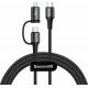 Baseus 2 in 1 Cable Type-C to Type-C 60W/Lightning 18W 1m Black
