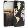 KW TPU Silicone Case Samsung Galaxy S21 - World Map Travel - Black / Multicolor / Transparent (54059.01)